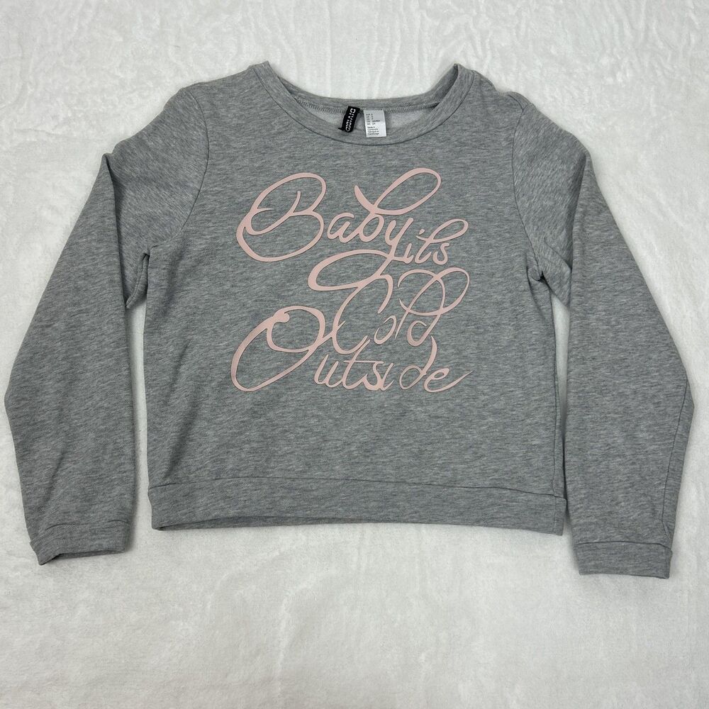 H&M Divided Sweatshirt Womens Small Gray Baby It's Cold Outside Crewneck Holiday